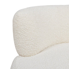Tale 360 Swivel Low Barrel Back Accent Chair, Ivory White Boucle