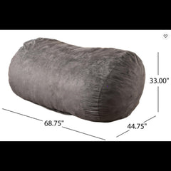 Halo 6.5 Foot Cylindrical Suede Bean Bag, Charcoal