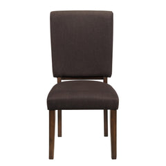 Shangri-La Brown Color Fabric Upholstered Side Chairs 2pc Set Walnut Finish Wooden Frame Dining Furniture