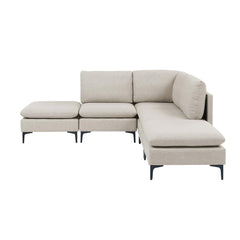 Linen Upholstered Modular Sectional with Metal Legs