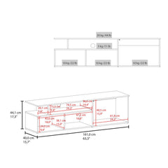 Record Floating 63" Wide Tv Stand with Two Cabinets, Six Shelves, Cable Management , Entertainment Center for Living Room , Wall Shelf Cabinet Natural Oak - White