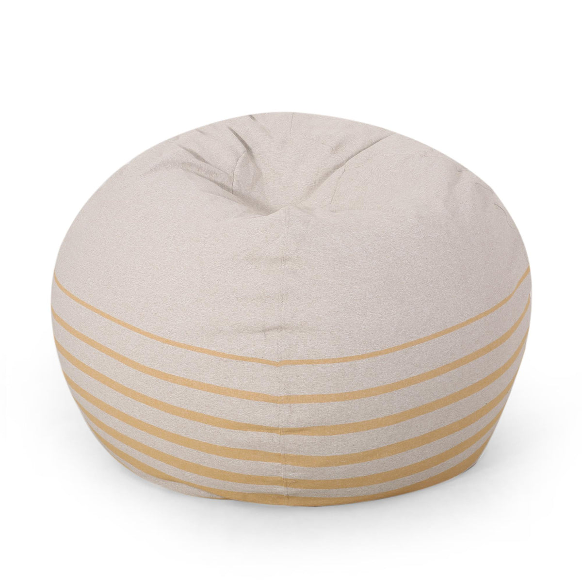 Hector 5 Foot Rounded Bean Bag, Natural Color / Striped Yellow