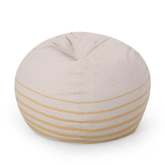 Hector 5 Foot Rounded Bean Bag, Natural Color / Striped Yellow