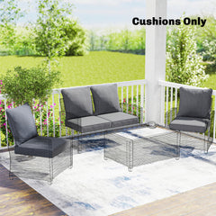 Patio Chair Cushions Set of 4 with Seat & Backrest, Fade Resistant Seat Replacement Cushion Set, Gray