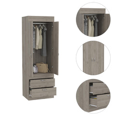 Rhea 2-Door Armoire Light Gray