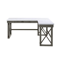 Pinnacle Marble Top Weathered Gray Finish Writing Desk with Lift Top