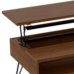 Nova 48 inch Wide Solid Wood Lift Top Coffee Table in Walnut Veneer
