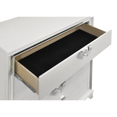 Modern Style 2-Drawer Nightstand with LED Glow & V-Shape Handles in White