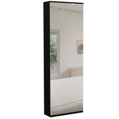 Clytemnestra Wall Mounted Shoe Rack With Mirror, Single Door, Capacity For Ten Shoes -Black