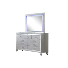 Utopia Mirror Framed 6-Drawer Dresser Made With Wood in Silver Color (INCLUDES ONLY DRESSER)