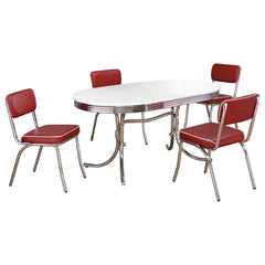 Iphigenia White and Red 5-piece Oval Dining Table Set