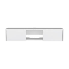 Pluto Floating TV Stand with Side Doors and Central Media Shelf