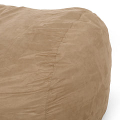 Atlas 6.5 Foot Microfiber Cylindrical Bean Bag, Beige