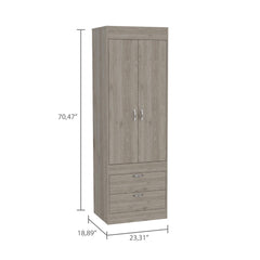 Rhea 2-Door Armoire Light Gray