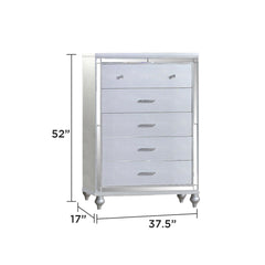 Utopia Mirror Framed 5-Drawer Chest Made With Wood in Silver Color