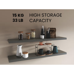 Floating Shelves 1.50" H, with 2 Shelf, Matt Gray