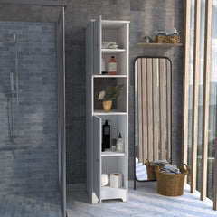 Arcadia Door Cabinet 69" H, Four Interior Shelves, One Open Shelf, White