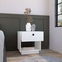 Artemis Drawer Nightstand 19"H with Open Storage Shelf, White