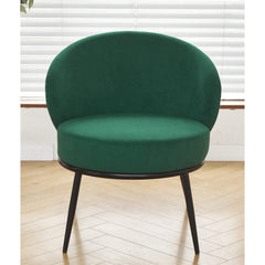 Round Velvet Accent Chair, Mid-Century Modern Upholstered Armchair with Metal Legs, Comfy Barrel Side Chair for Living Room Bedroom