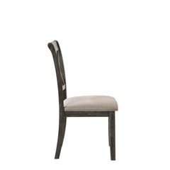 Hades II Beige Fabric & Weathered Gray Finish Side Chair (Set of 2)