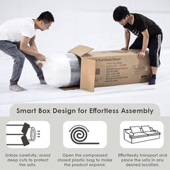 Saga Oversized Full Foam 4 Seater Couch for Living Room Upholstered in Soft Corduroy Fabric, Wide Armrests, Ergonomic Compressed Sofa in a Box, No Assembly, 90 Inch Wide, Ivory