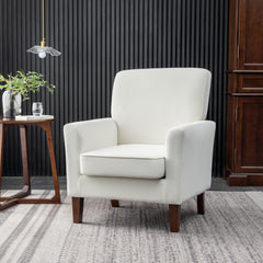 Haven Polyester Blend Armchair, Solid Birch Wood Frame with Brown Tapered Legs, Foam Padded Accent Chair with Trim Detail for Living Room Office