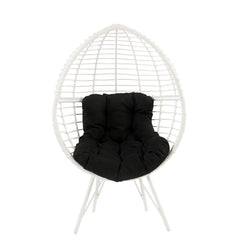 Vault Black Fabric & White Wicker Patio Lounge Chair