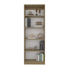 Home 4 Shelves Bookcase, Wide, With Multi-Tiered Storage, Display Shelves, Natural Oak