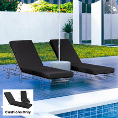 Set of 2 Chaise Lounge Cushion, 4" Thick Outdoor Lounge Chair Cushions with Ties for Patio, 21" x 72 ", Gray
