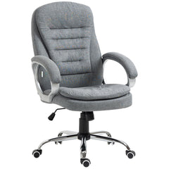 High Back Home Office Chair Executive Computer Chair with Adjustable Height, Upholstered Thick Padding Headrest and Armrest - Grey