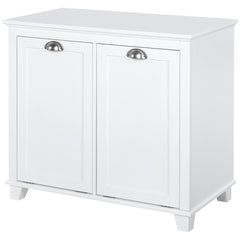 Dual Tilt out Laundry Hamper Cabinet, Bathroom Storage Cabinet with 2-Compartment Hamper, Modern Bathroom Floor Cabinet for Washroom, White