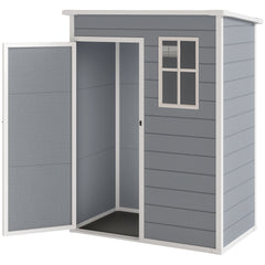 Resin Garden Shed, 5'x3' Outdoor Storage Shed with Lock, Window, Vent, Utility Tool Shed for Backyard, Patio, Gray