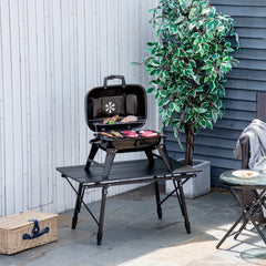 14" Portable Grill, Small Charcoal Grill for Outdoor Cooking, BBQ, Camping, Enamel Coated, Folding Legs, Black