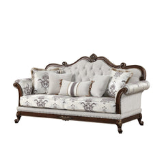 Polyxena Traditional Style button tufted Sofa Ivory