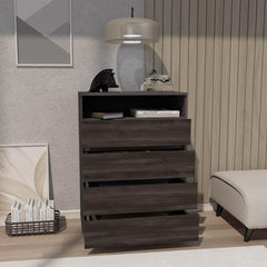Vista 4-Drawer Dresser With Spacious Storage And Modern Handles, Matt Grey