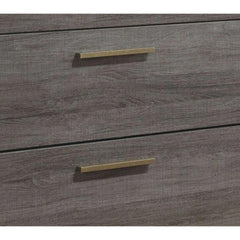 Contemporary 1pc Nightstand Two Tone Antique Gray Bedroom Furniture Nightstand Center Metal Glides Brass Bar Pulls