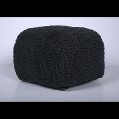 Nova Microfiber Square Pouf, Dark Charcoal