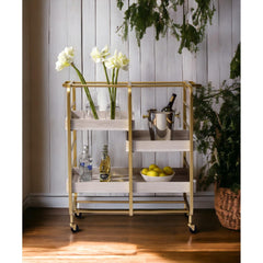 Agamemnon Gold & White Washed Finish Serving Cart