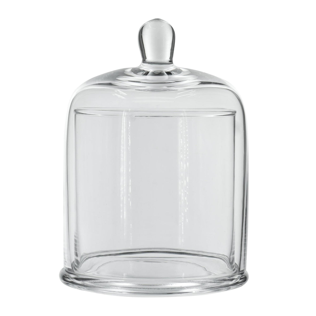 Set of 2 Large Glass Serving Platters with Dome and Finial Handle, Clear