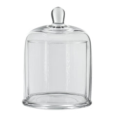 Set of 2 Large Glass Serving Platters with Dome and Finial Handle, Clear