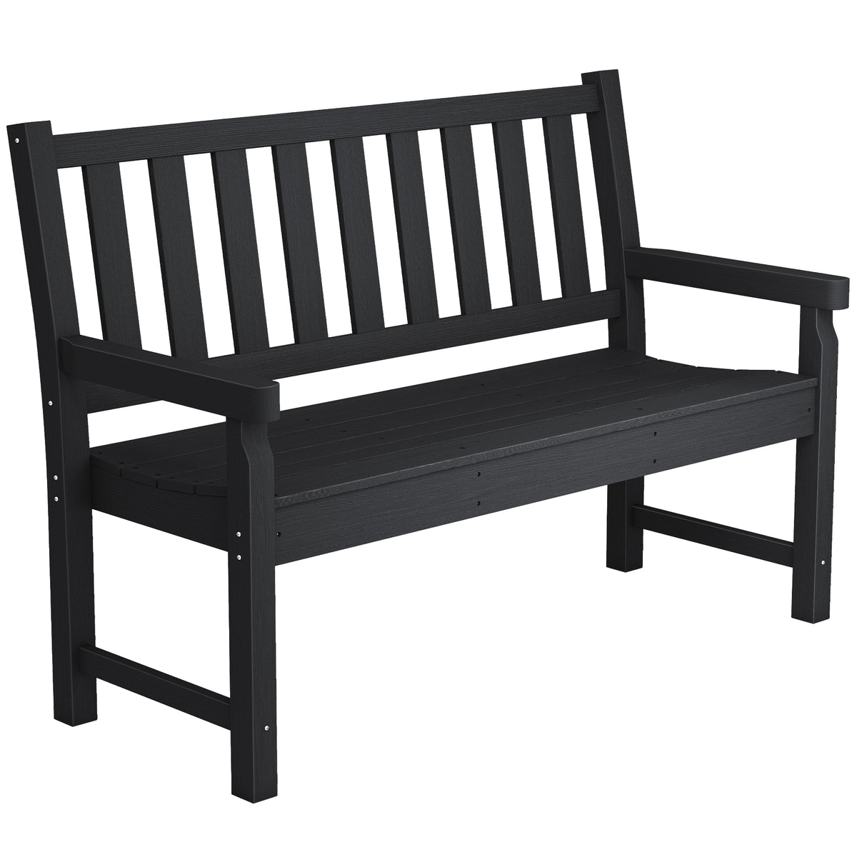 2-Person Garden Bench, HDPE Outdoor Bench with 530 lbs Capacity, Curved Seat for Backyard, Park, Porch, Lawn, Black