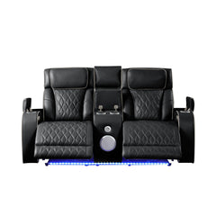 Hephaestus Modern Style Upholstery Recliner Loveseat Made with Wood & Massage Function Included-Black