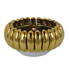 Rhapsody Decorative Bowl, Raised Petal Rim, Gold Metallic Ceramic 13 Inch