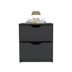 Nightstand Gandu, Two Drawers, Black Wengue Finish