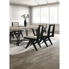 Contemporary 7pc Black Dining Set Rubber wood Dining Table w 2x Arm Chairs And 4x Side Chairs