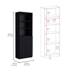 Odyssey 3 Piece Home Bookcase set, 60" Wide with 13 Shelves and Two-Door Cabinet , Living Room Set Set Black