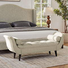 Melody Tufted Flared Arm Entryway Bench Taupe Polyester