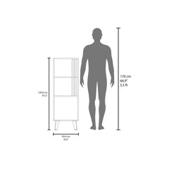 Rhea 47" High One Door Cabinet with Two Open Shelves Dark Wengue - Light Oak