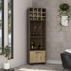Chronicle Corner Bar Cabinet, Eight Built-in Wine Rack, Two Side Shelves