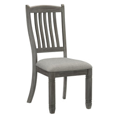 Eternity Dining Height Side Chairs 2pc Antique Gray Wood Frame Fabric Upholstery